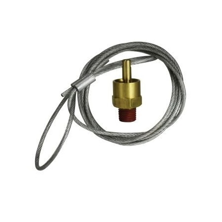SelfSealed Air Tank Drain Valve With 3 Ft Nylon Coated Pull Cable, Brass Body